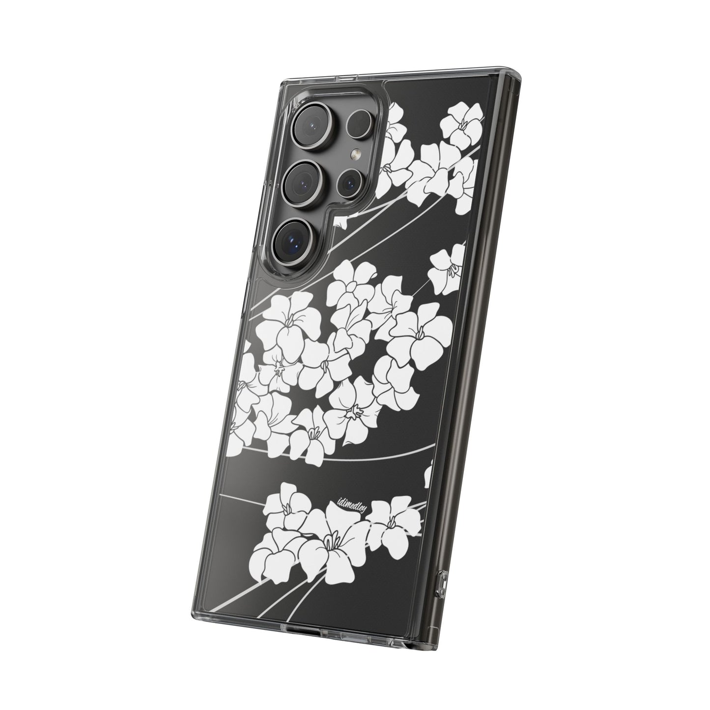 Puakenikeni En Face Flower Swirls (White) CLEAR Case