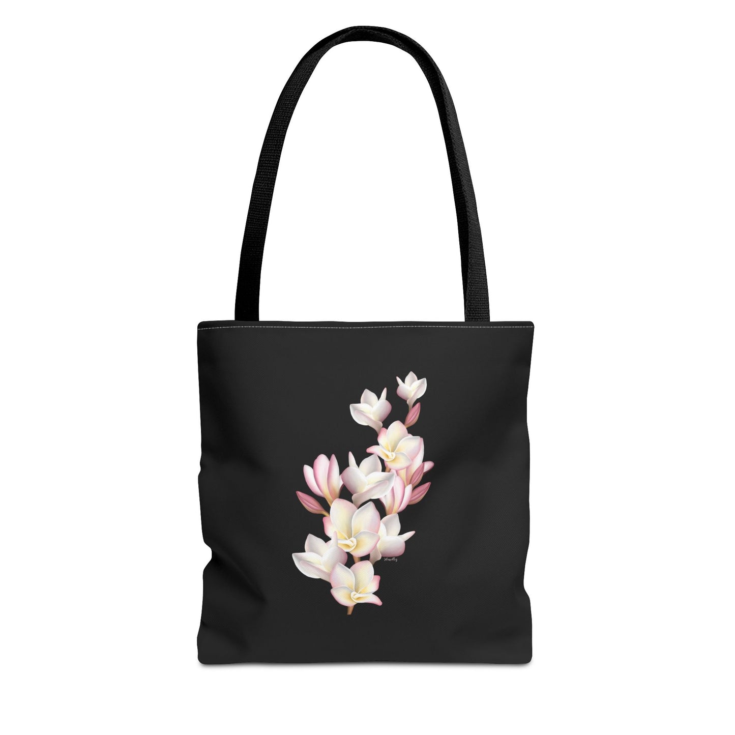 Tote bag- Plumeria Clusters Pink Lemonade (Black)