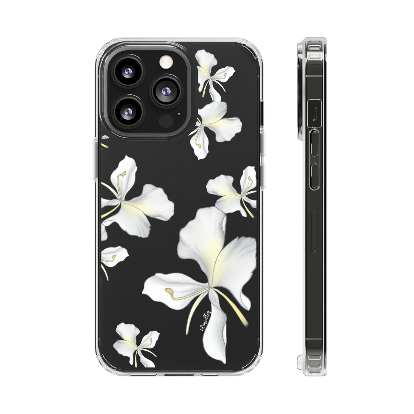 Idimedley white Hawaiian flower iphone case.