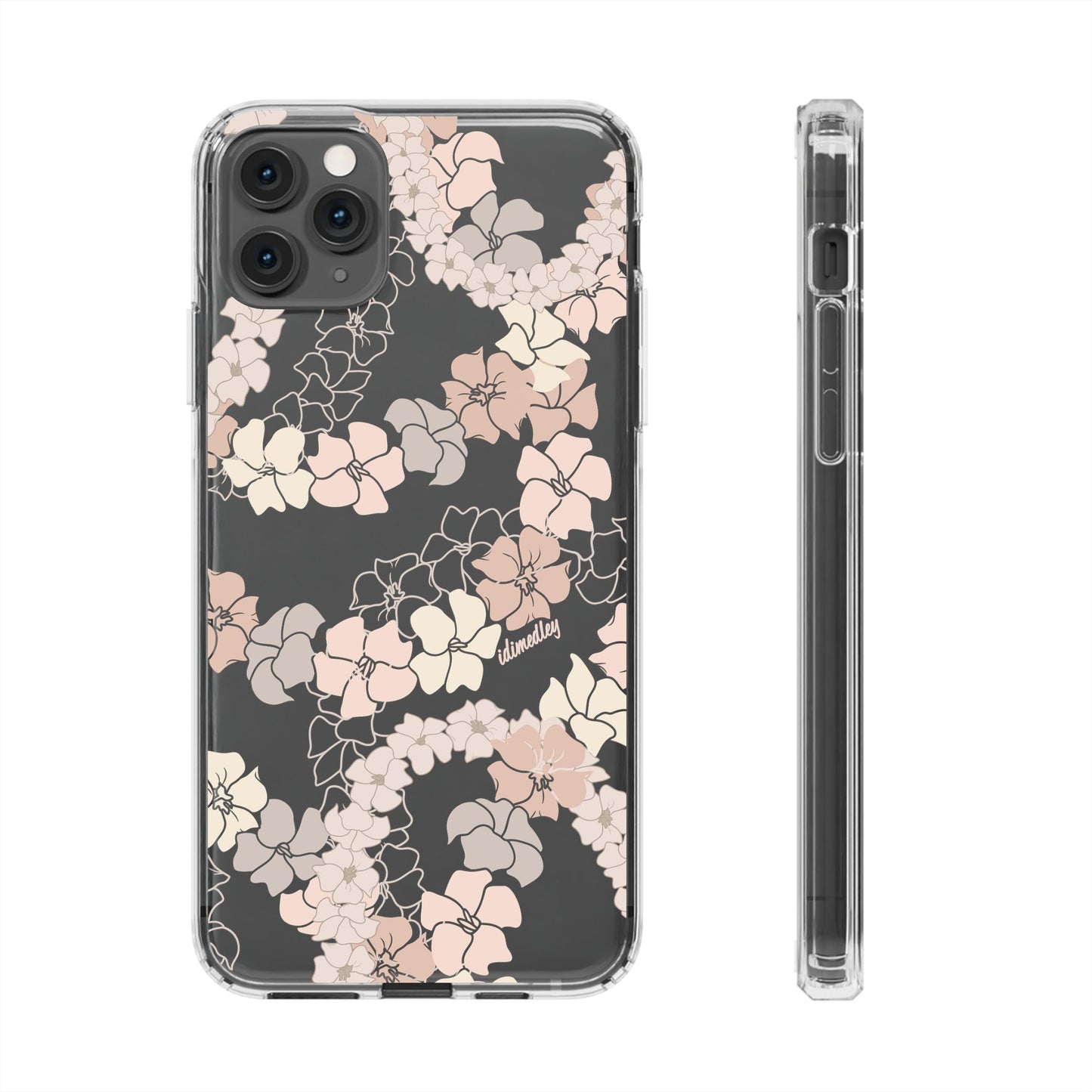 Puakenikeni En Face Flower Leis (Peachy Pinks) CLEAR Case