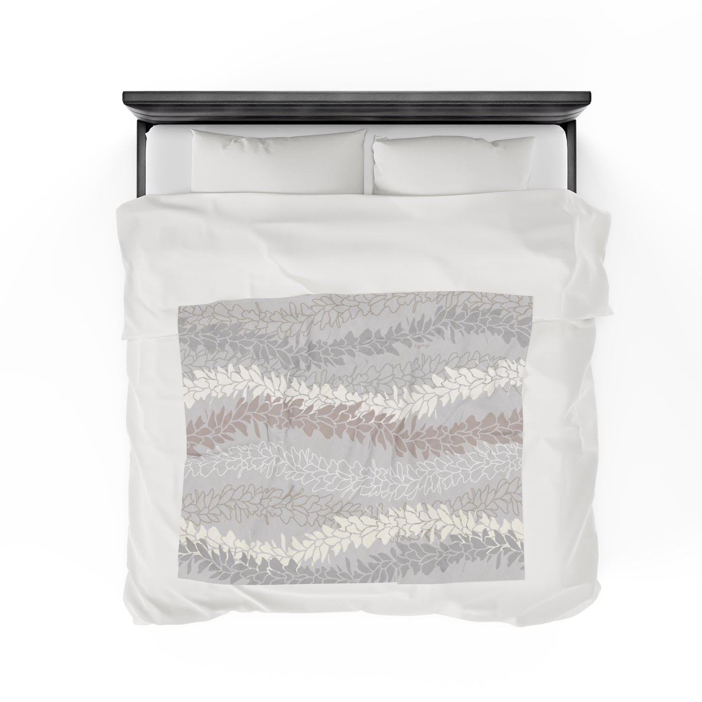 Velveteen Blanket- White Ginger Kisses (Gray)