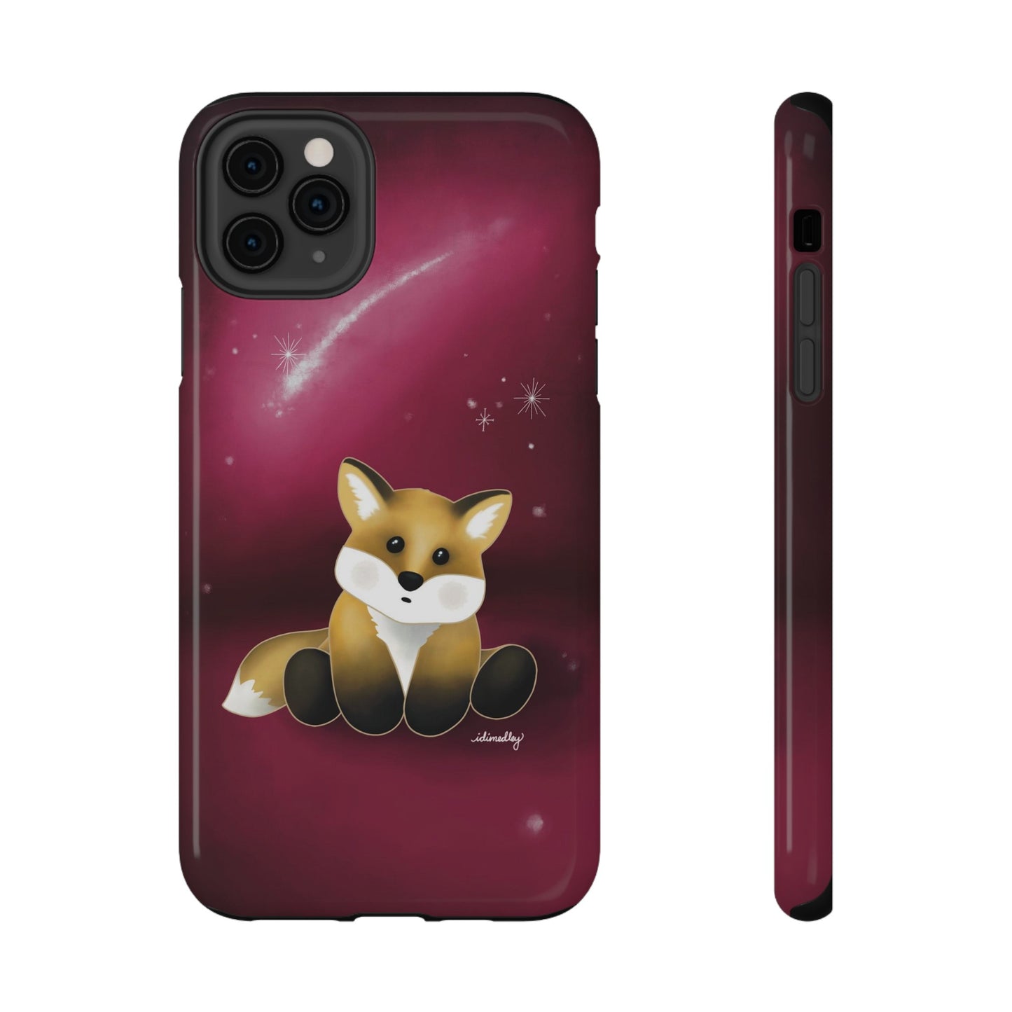 Fox in Magenta Starry Night Skies