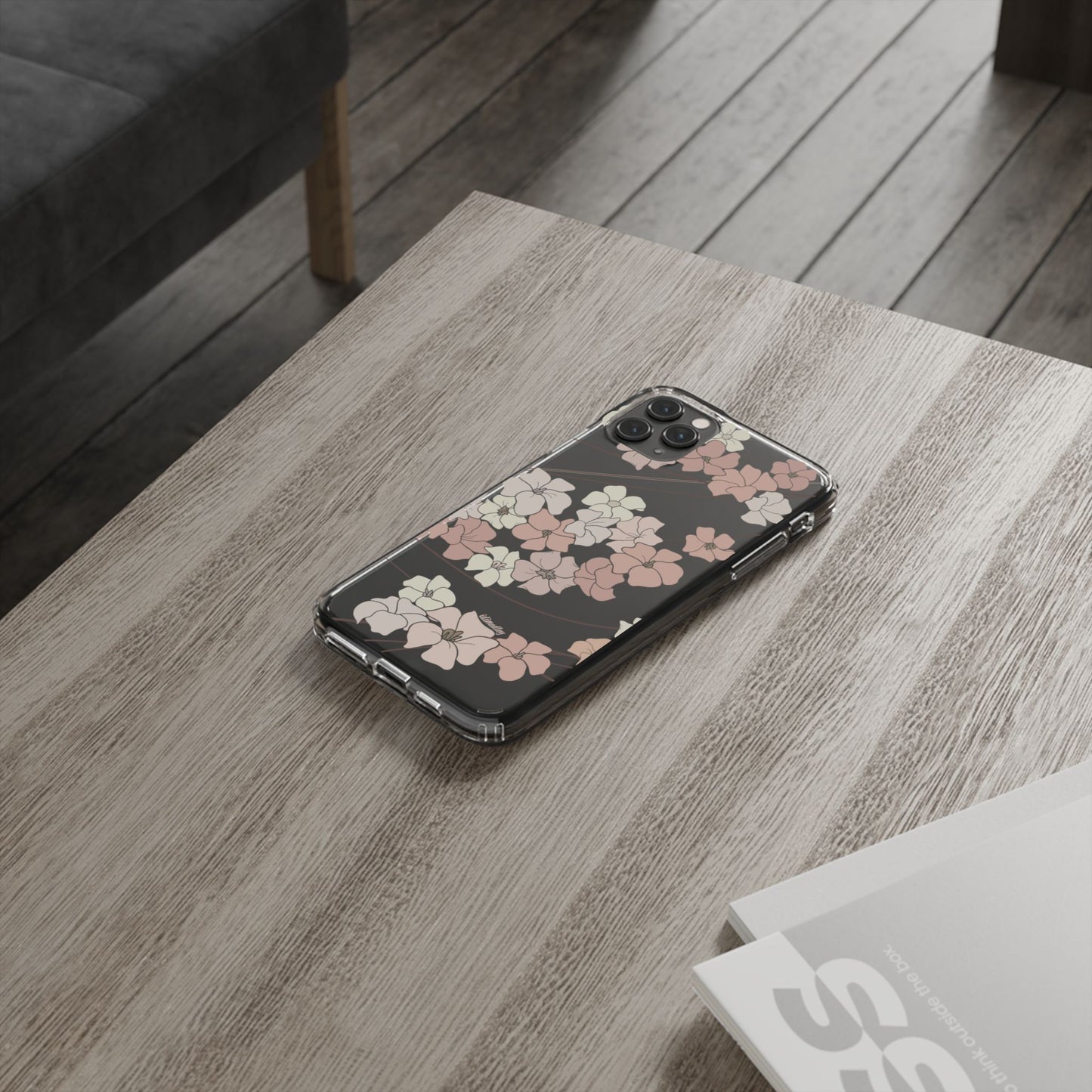 Puakenikeni En Face Flower Swirls (Peachy Pinks) CLEAR Case