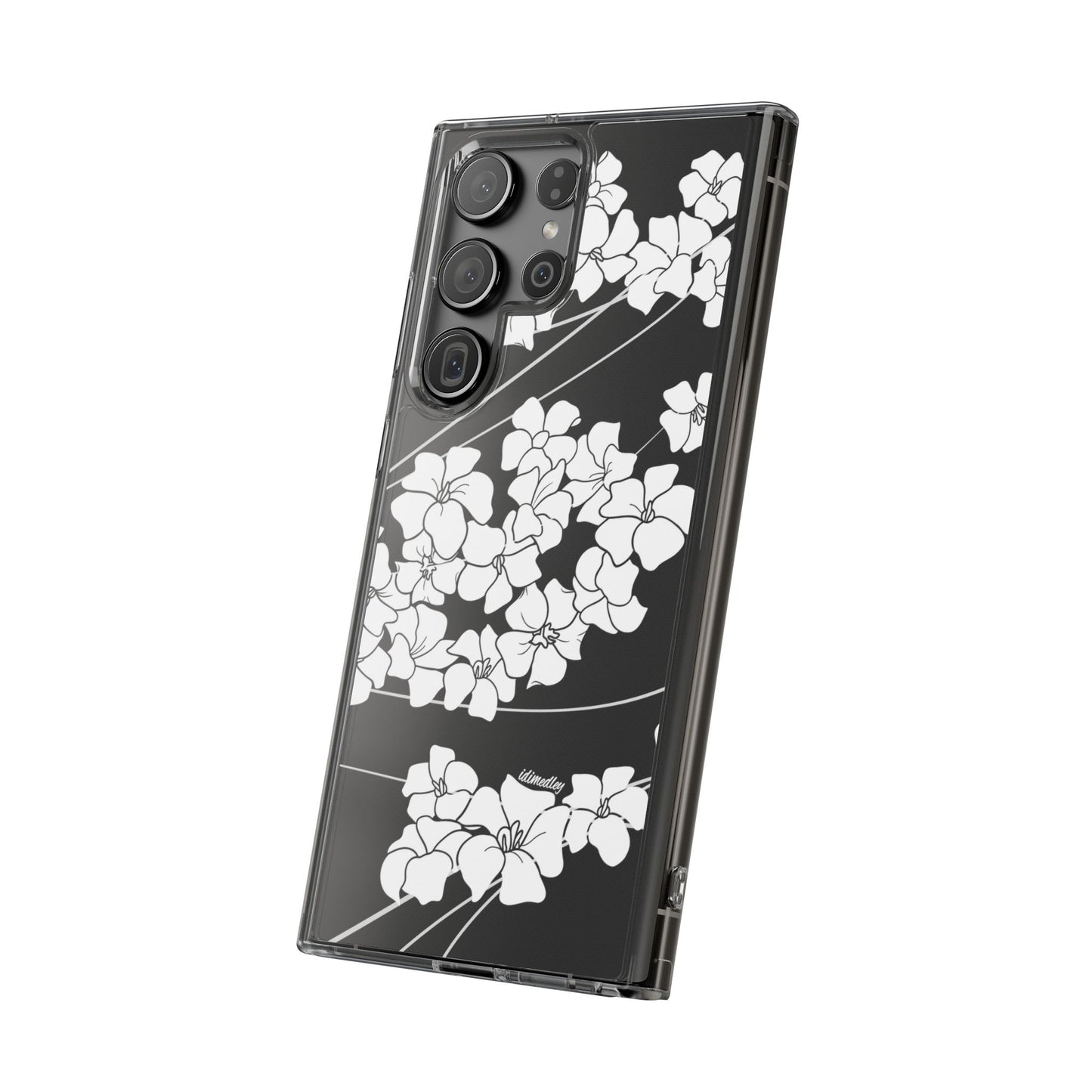 Puakenikeni En Face Flower Swirls (White) CLEAR Case