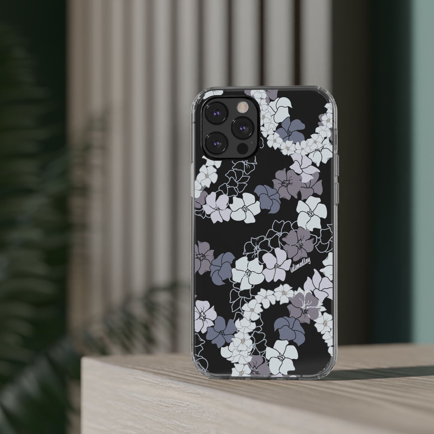 Puakenikeni En Face Flower Leis (Blue and Purple) CLEAR Case