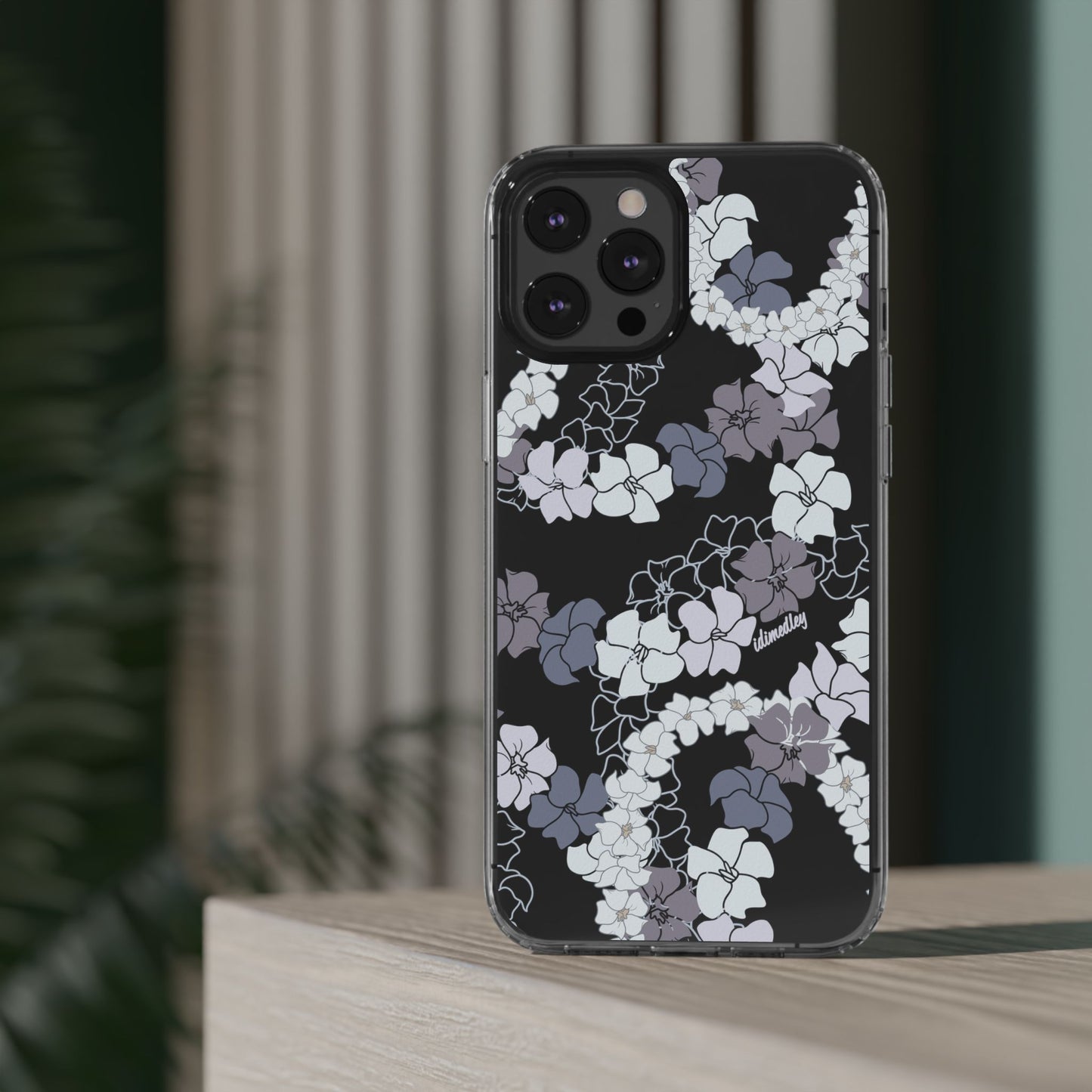 Puakenikeni En Face Flower Leis (Blue and Purple) CLEAR Case