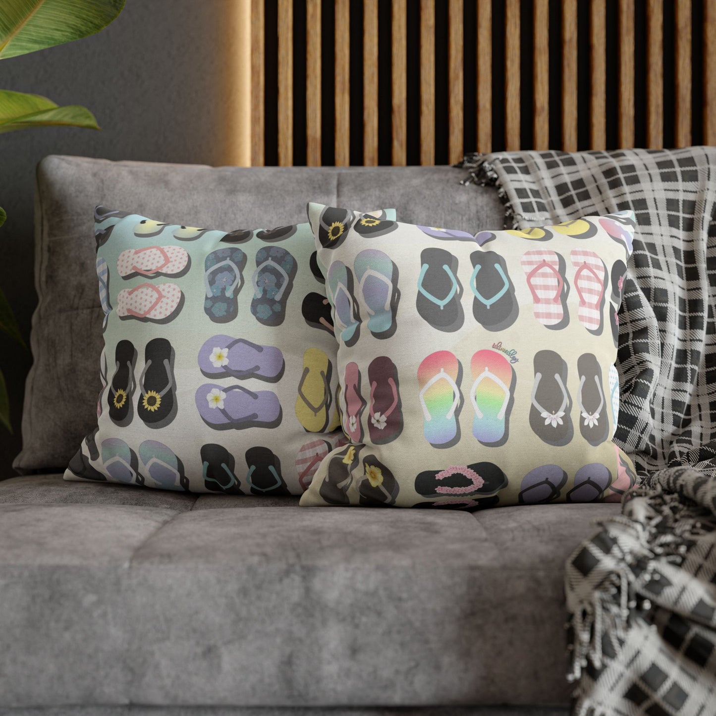 Canvas Throw Pillow Case- Sandy Pua Toes in My Rubbah Slippahs