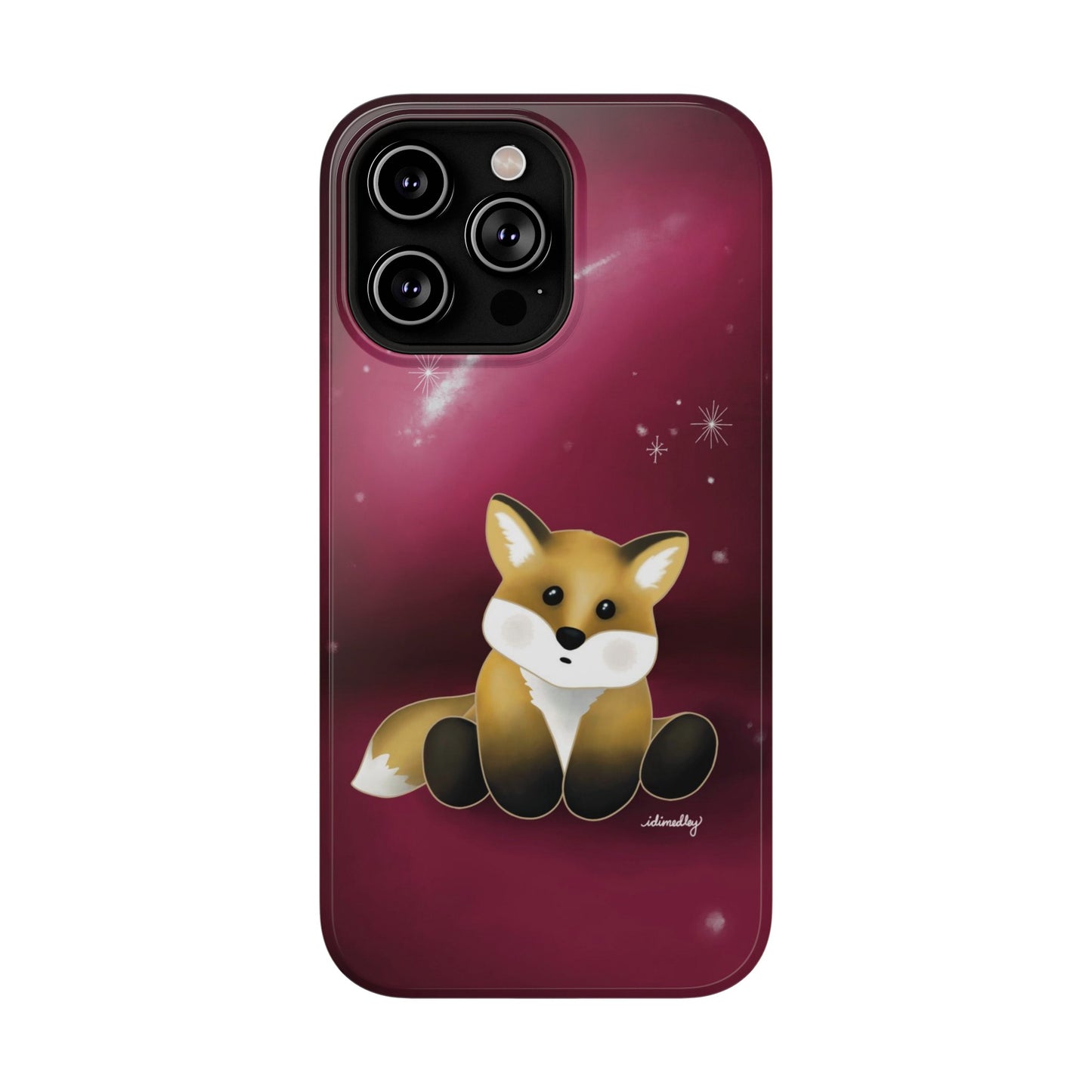 Fox in Magenta Starry Night Skies