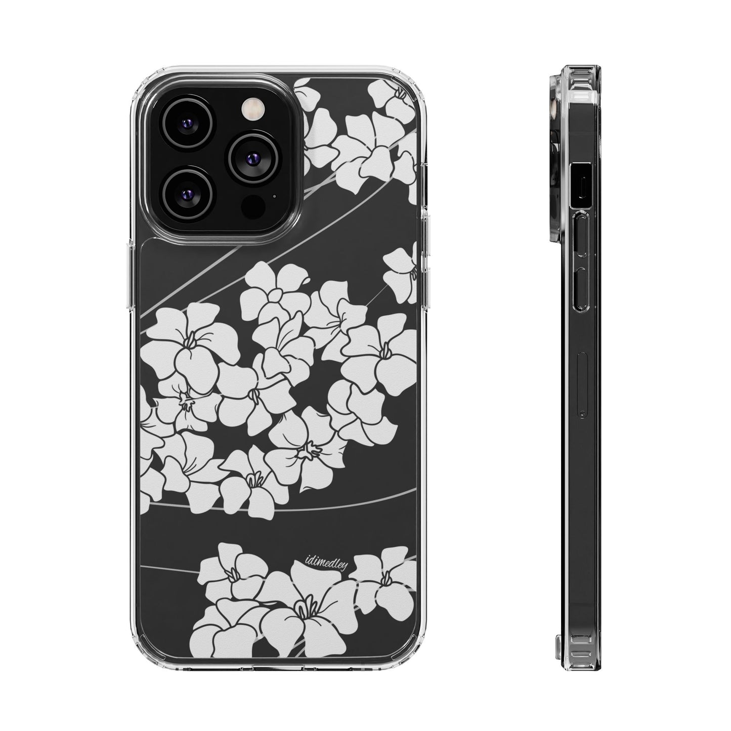 Puakenikeni En Face Flower Swirls (White) CLEAR Case
