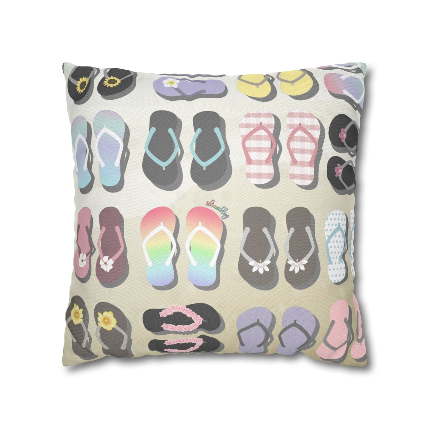 Canvas Throw Pillow Case- Sandy Pua Toes in My Rubbah Slippahs