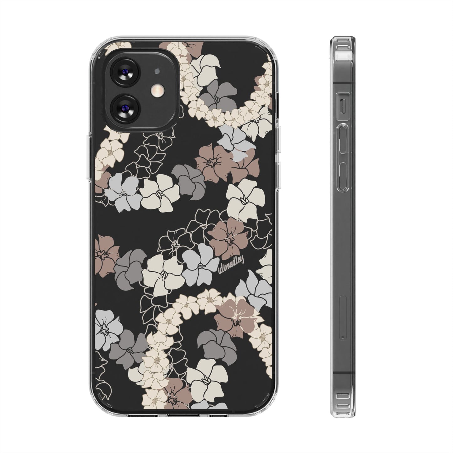 Puakenikeni En Face Flower Leis (Brown and Gray Neutrals) CLEAR Case