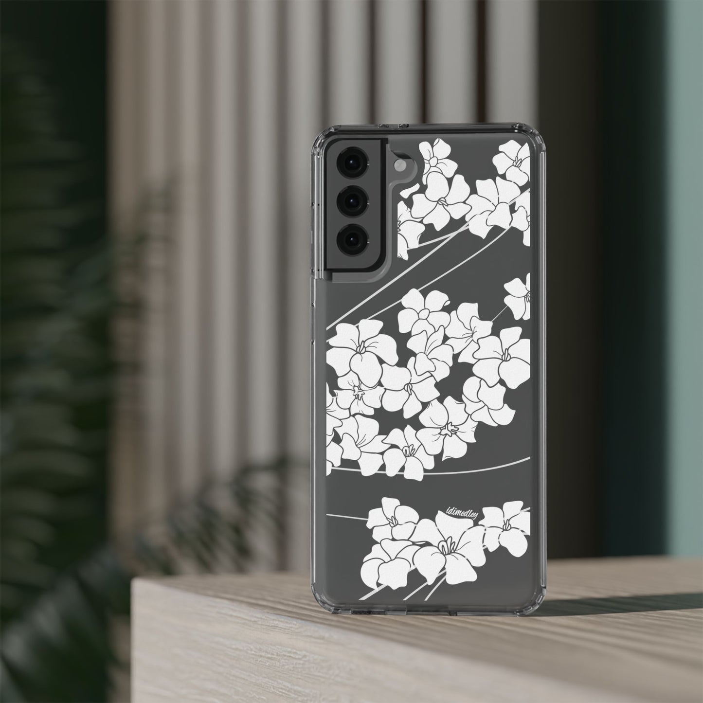 Puakenikeni En Face Flower Swirls (White) CLEAR Case
