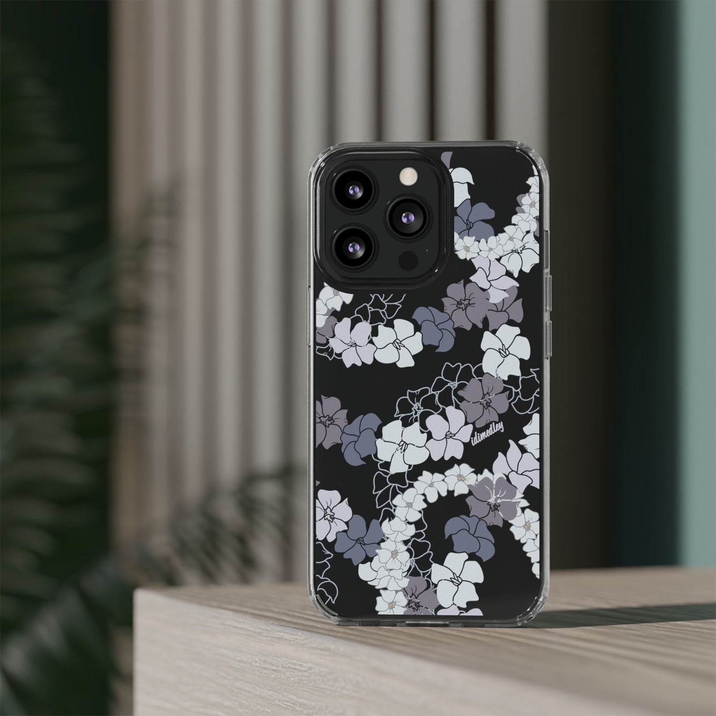 Puakenikeni En Face Flower Leis (Blue and Purple) CLEAR Case