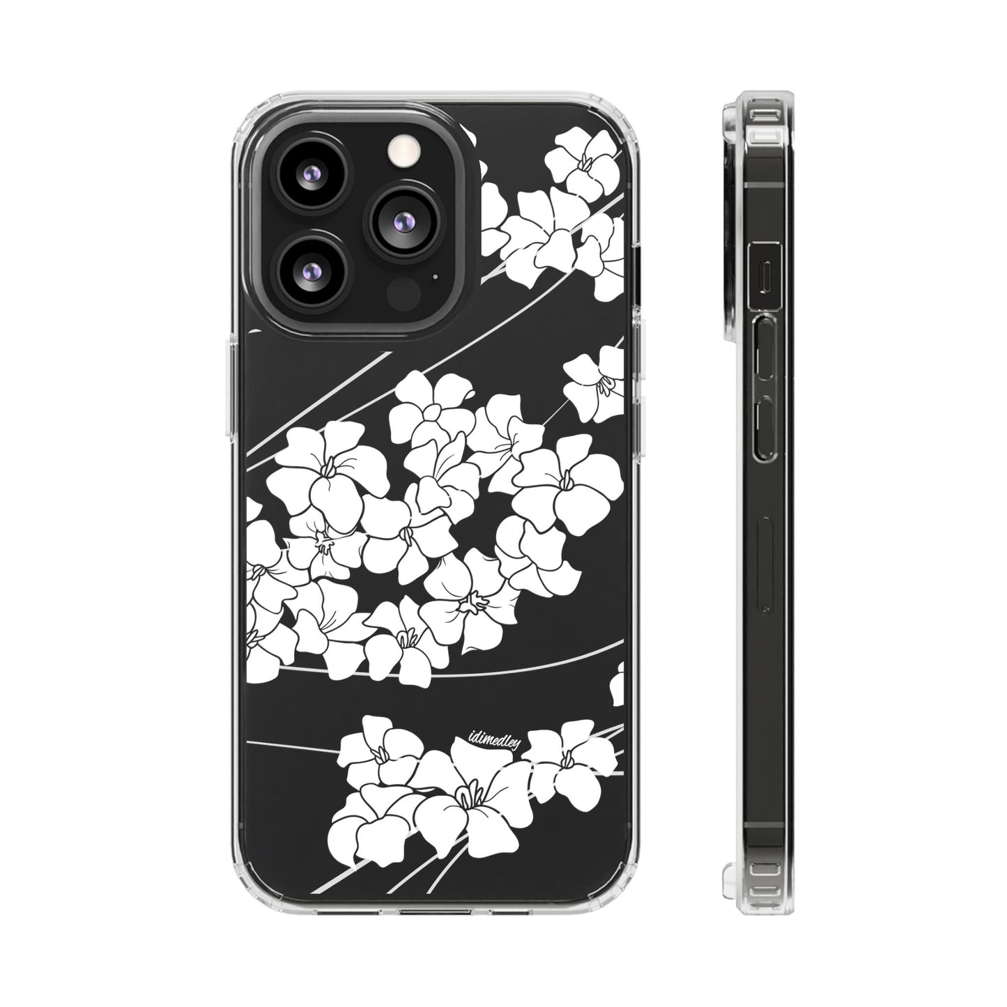 Puakenikeni En Face Flower Swirls (White) CLEAR Case