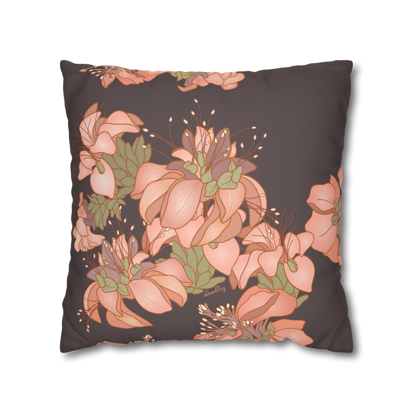Canvas Throw Pillow Case- Wili Wili Hawaiian (Subtle Maroon)