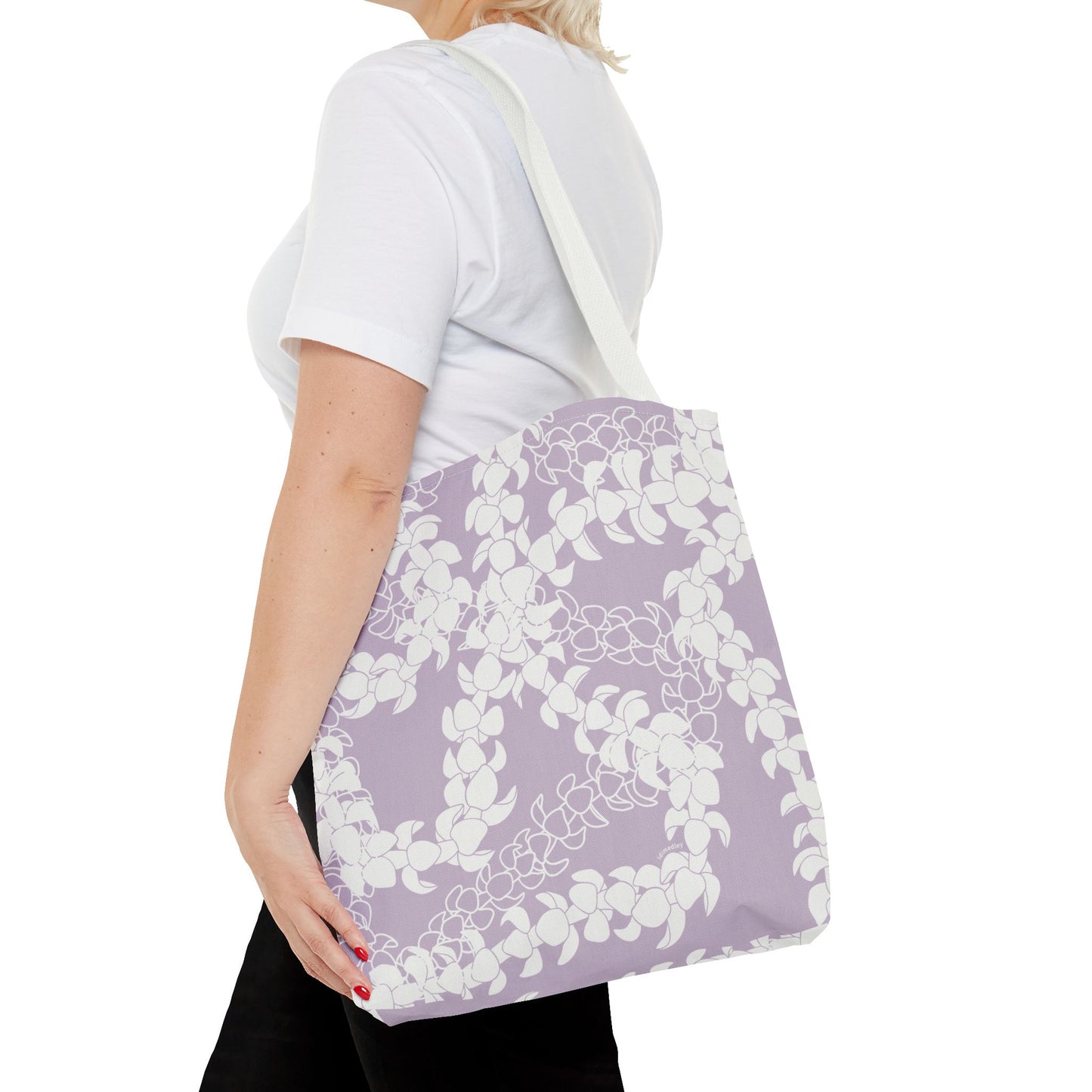 Tote Bag- Puakenikeni Curvilinear Lei (Pinky Periwinkle)