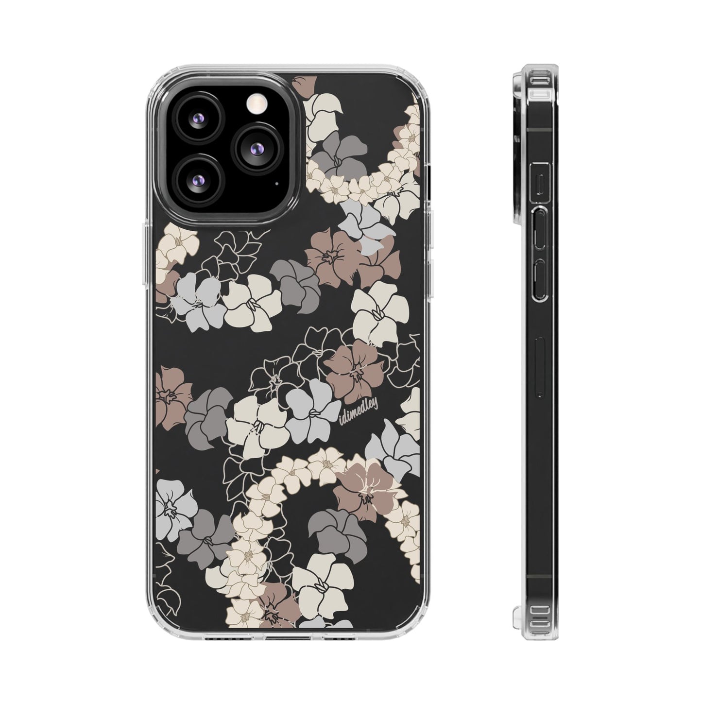 Puakenikeni En Face Flower Leis (Brown and Gray Neutrals) CLEAR Case