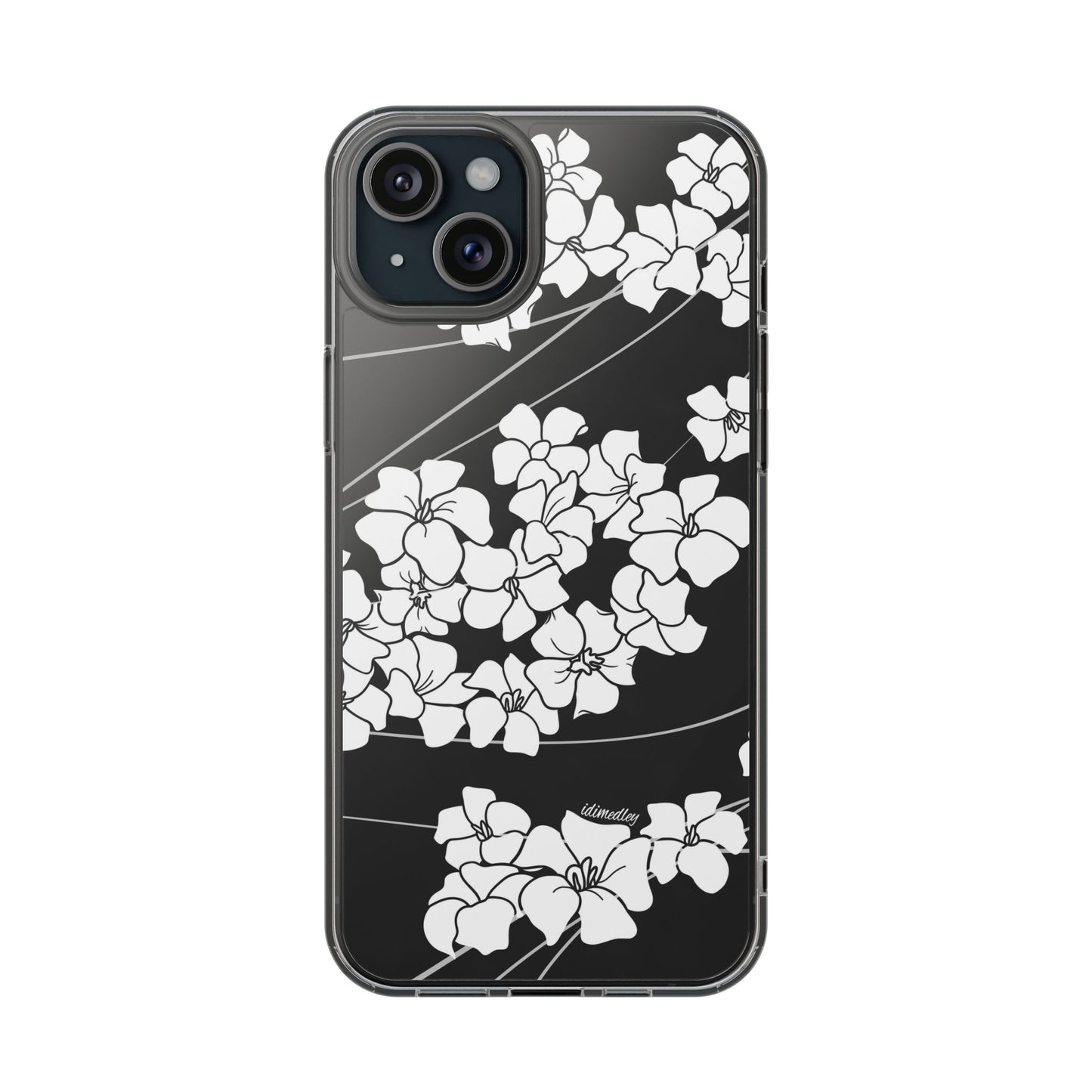 Puakenikeni En Face Flower Swirls (White) CLEAR Case