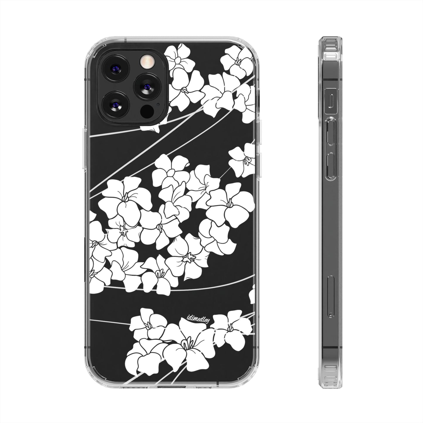 Puakenikeni En Face Flower Swirls (White) CLEAR Case