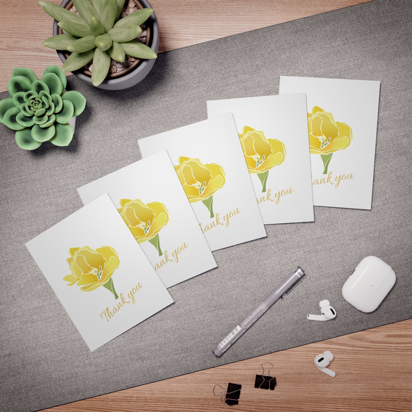 Thank You Teacher Appreciation Greeting Cards- Yellow Tulip