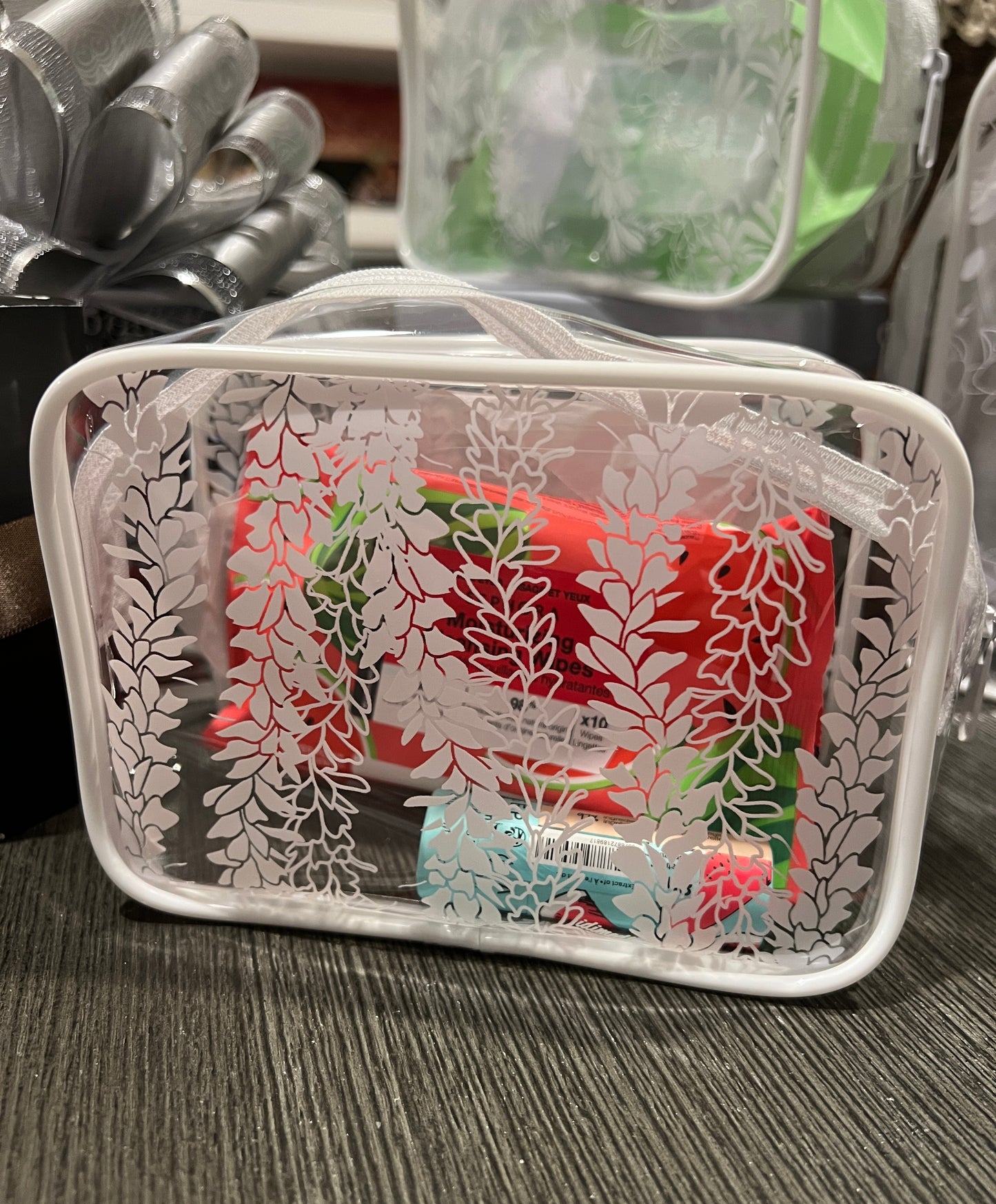 White Ginger Lei Clear Pouch