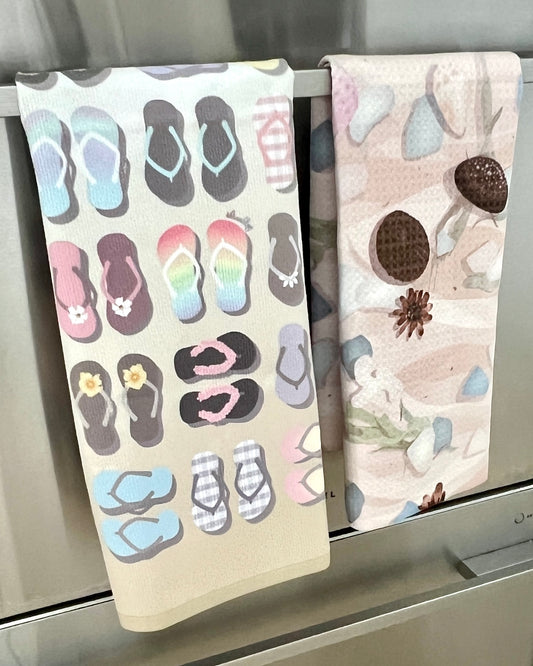 Microfiber Terry Dish or Hand Towel- Sandy Pua Toes in My Rubbah Slippahs