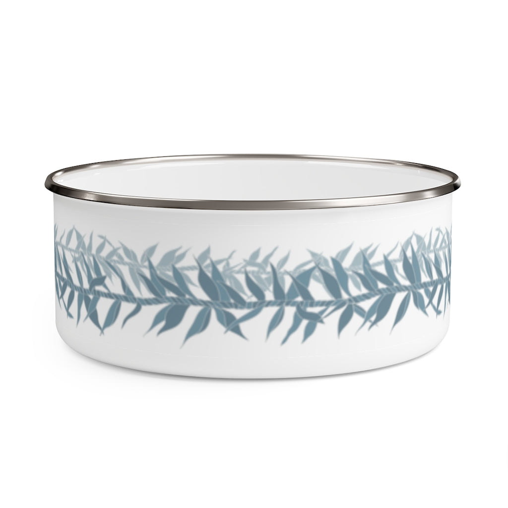 Enamel Bowl- Ti Leaf Lei (Steel Blue)