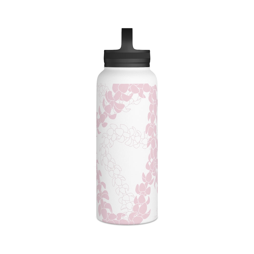 Water Bottle with Handle- Puakenikeni Curvilinear Lei (Soft Pink)