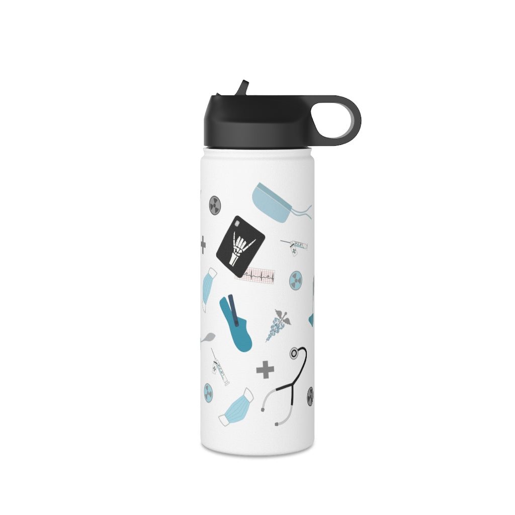 Water Bottle, 3 sizes, Stainless Steel with Sip Straw- Medical Man