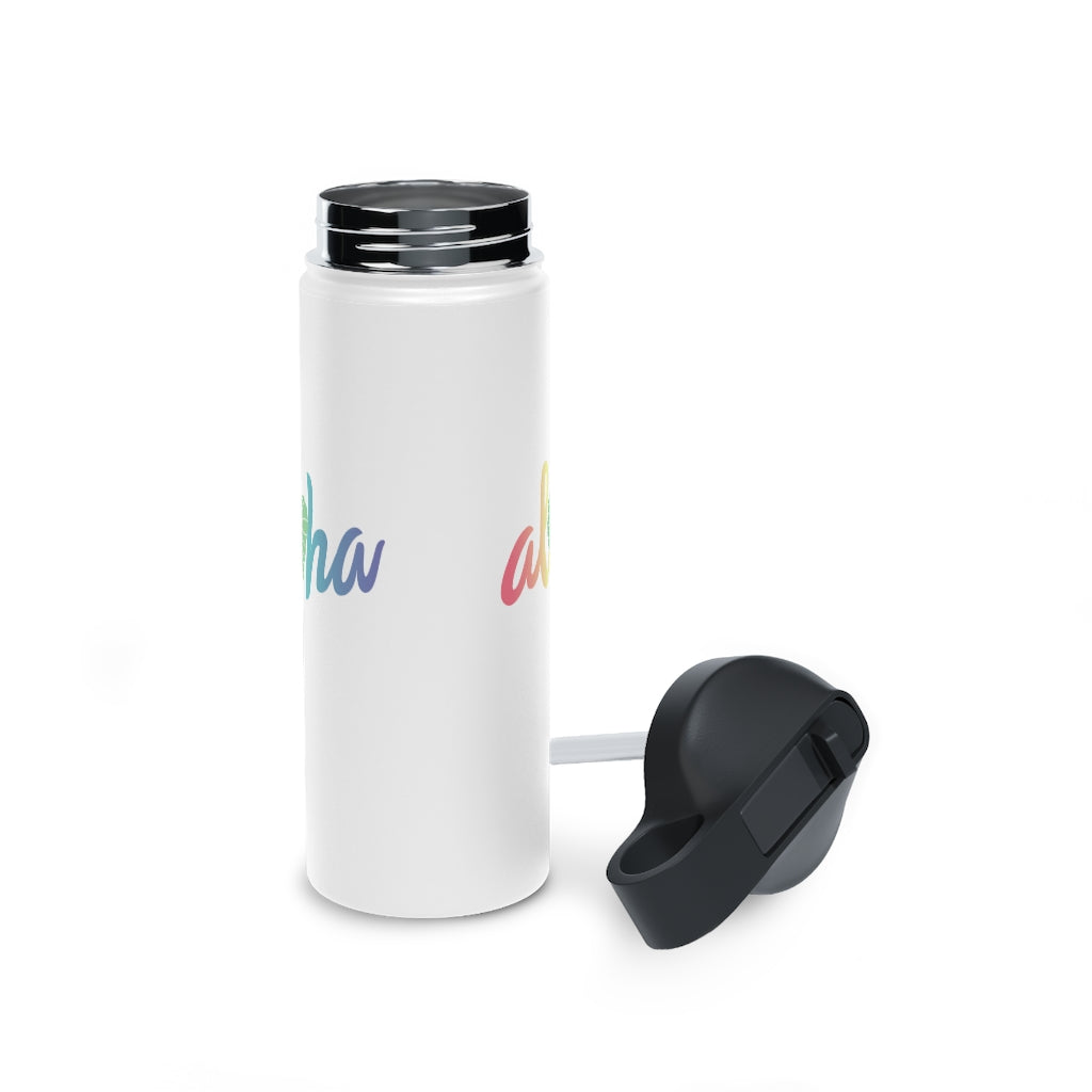 Water Bottle, 3 sizes, Stainless Steel with Sip Straw- Aloha Kalo