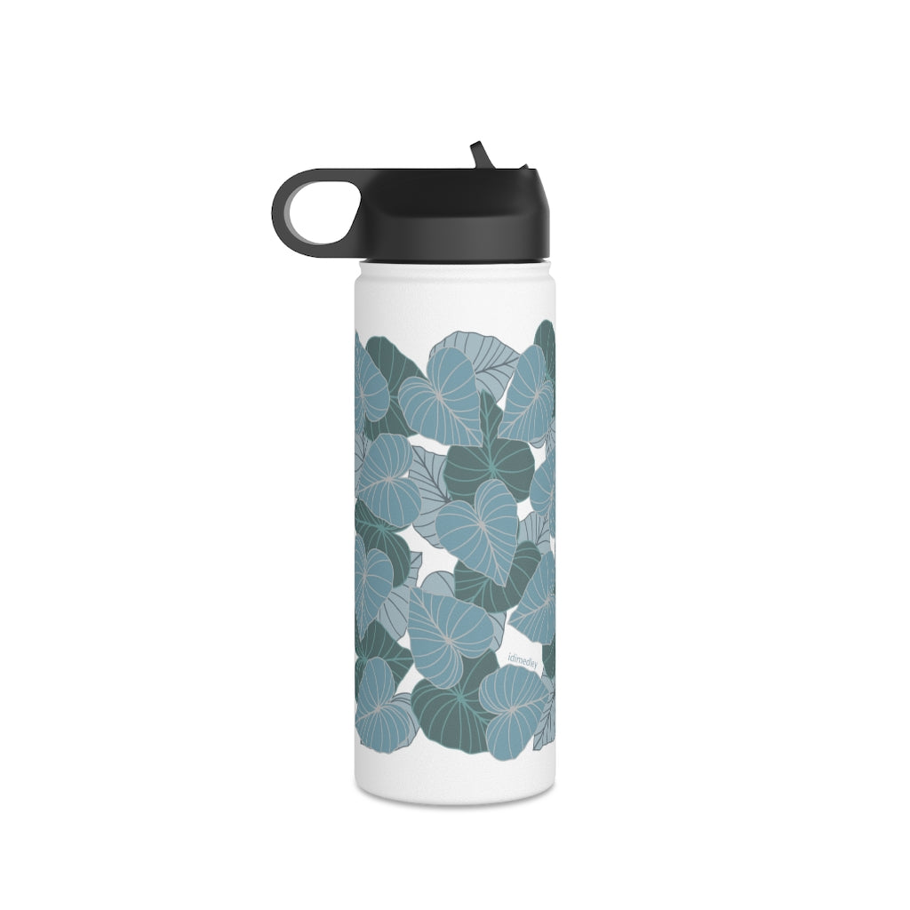 Water Bottle, 3 sizes, Stainless Steel with Sip Straw- Kalo Blues