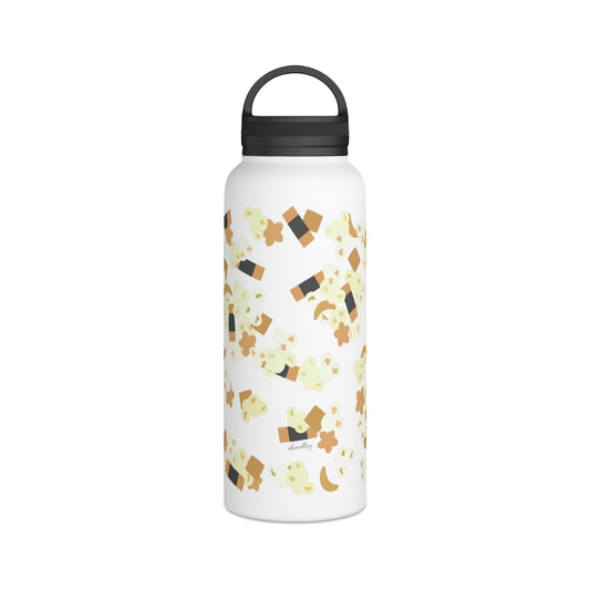 Water Bottle, 3 sizes, Stainless Steel with Handle Lid- Hurricane Popcorn