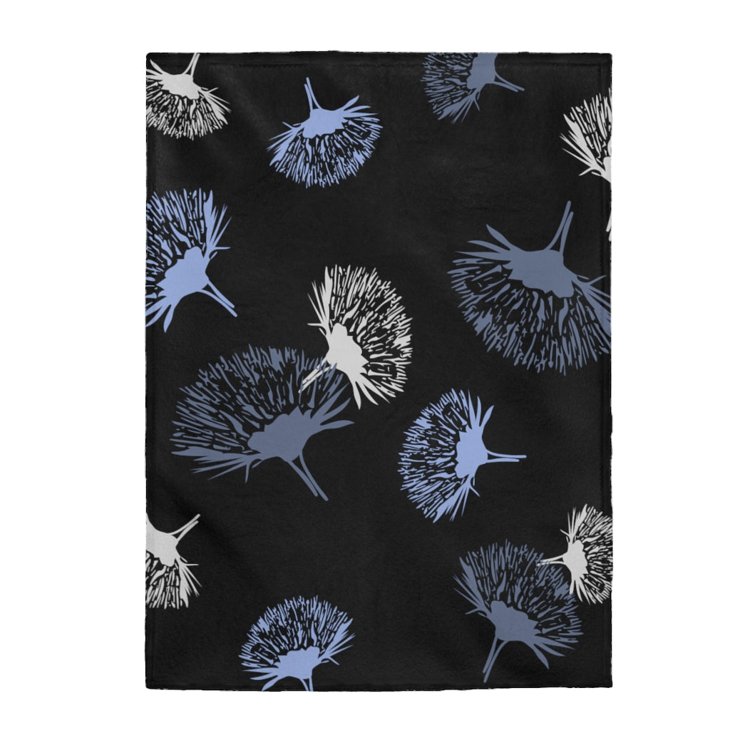 Velveteen Blanket- Ohia Lehua Periwinkle Twinkle (Night Skies)