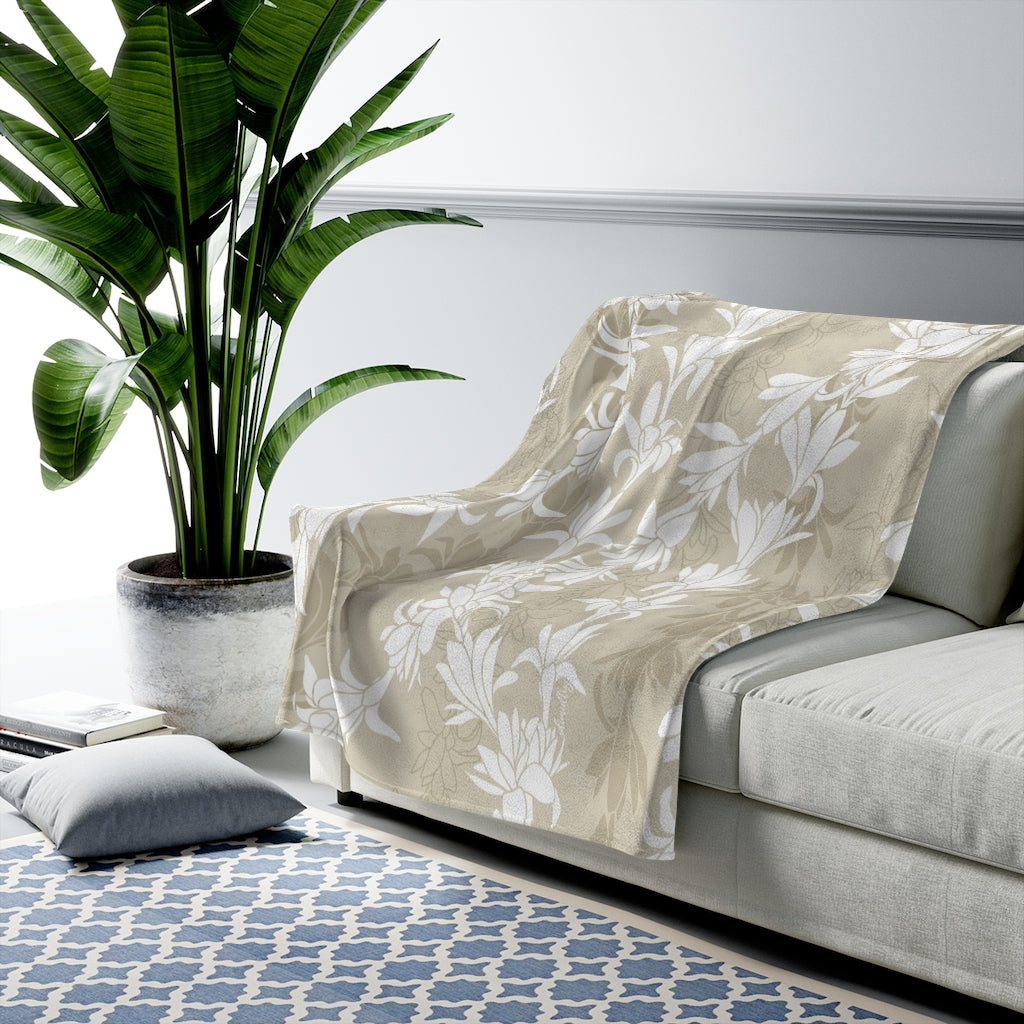 Velveteen Blanket- Tuberoses for Nohea (Sand)