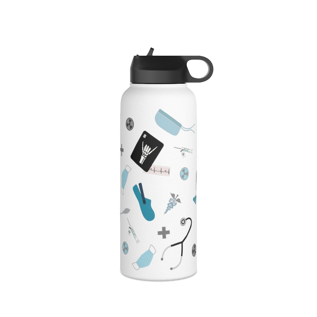 Water Bottle, 3 sizes, Stainless Steel with Sip Straw- Medical Man