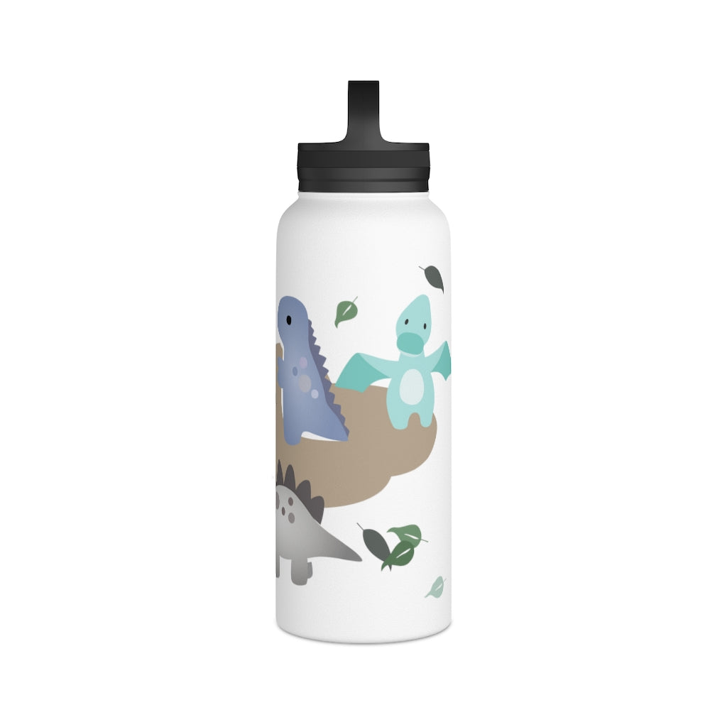 Water Bottle, 3 sizes, Stainless Steel with Handle Lid- Dinos in Paradise