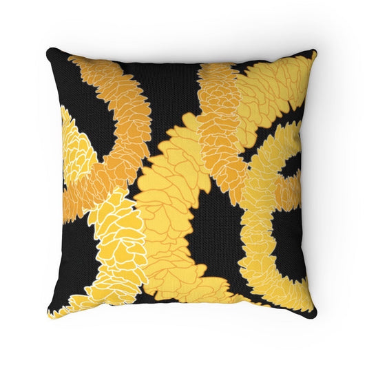 Canvas Throw Pillow Case-  Ilima Lei (Black)