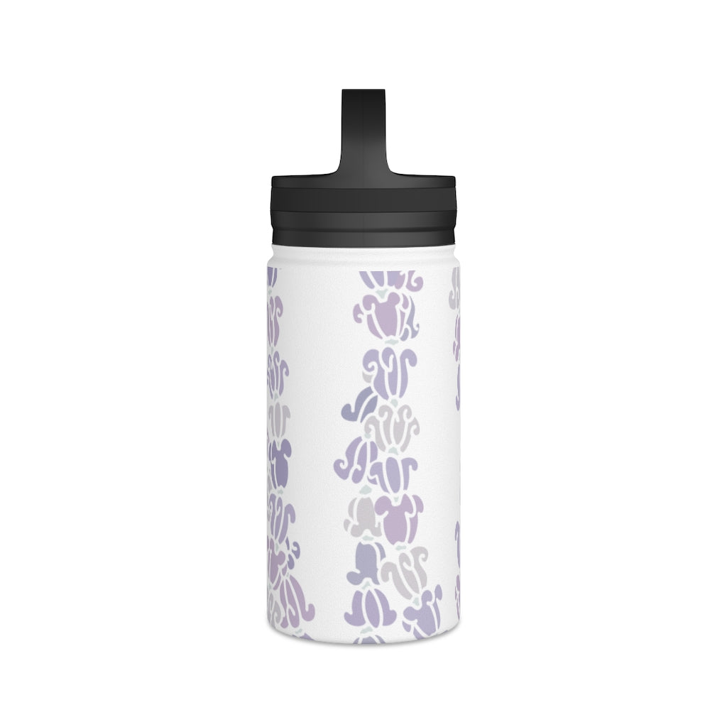 Water Bottle, 3 sizes, Stainless Steel with Handle Lid- Crown Flower Melodies, Crown Flower Lei