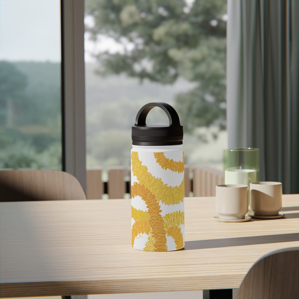 Water Bottle, 3 sizes, Stainless Steel with Handle Lid- Ilima Lei
