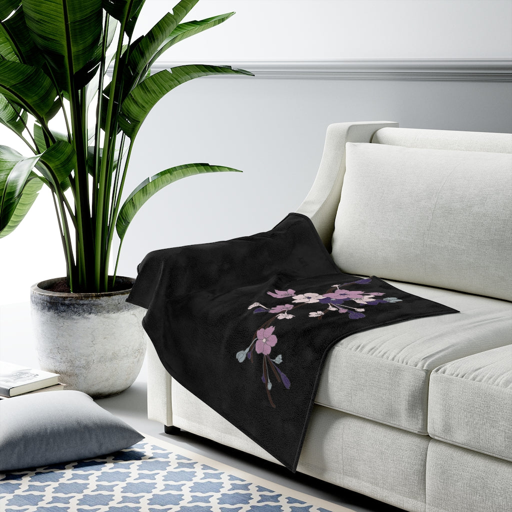 Velveteen Blanket- Sakura Blooms Hoseki (Night Skies)