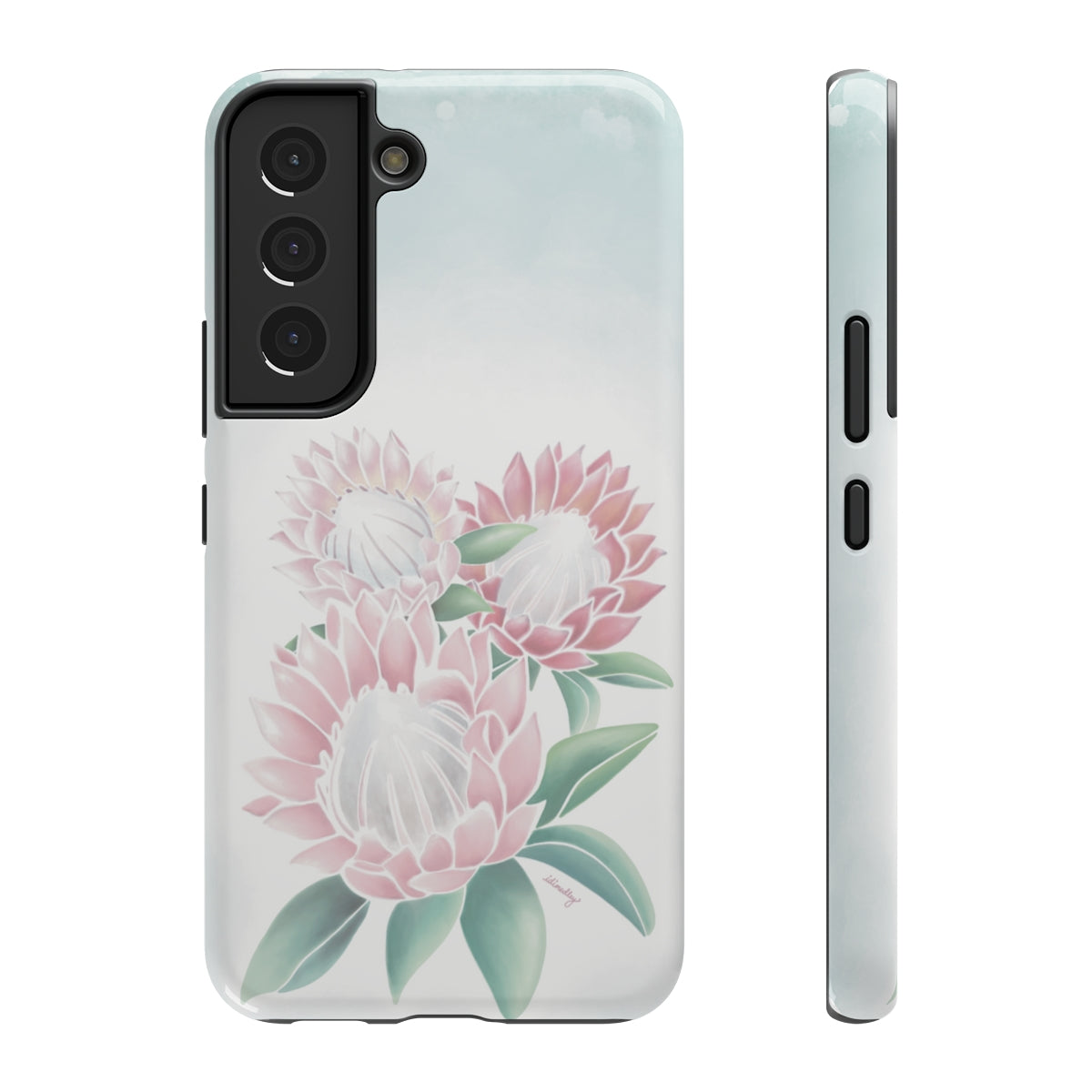 Pretty Proteas Blue Ombre Watercolor