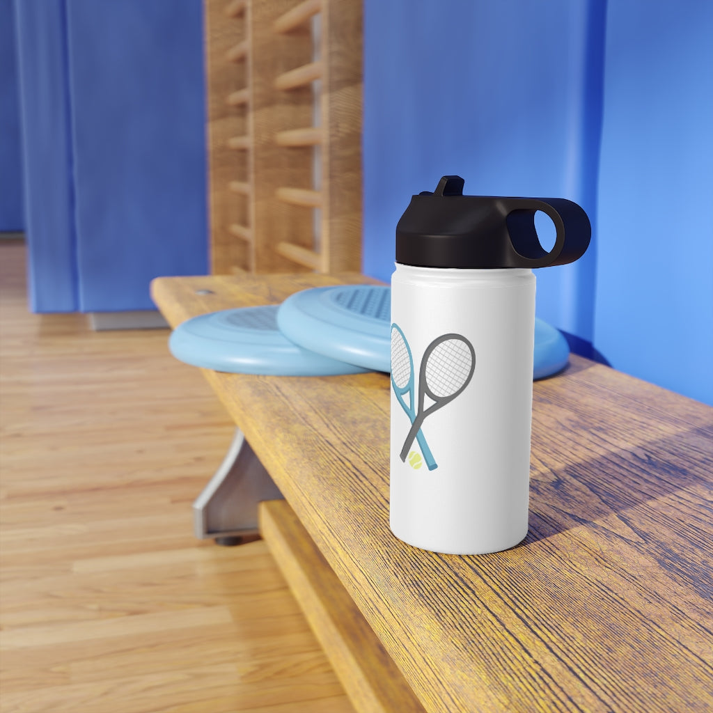 Water Bottle, 3 sizes, Stainless Steel with Sip Straw- Racket Crossing
