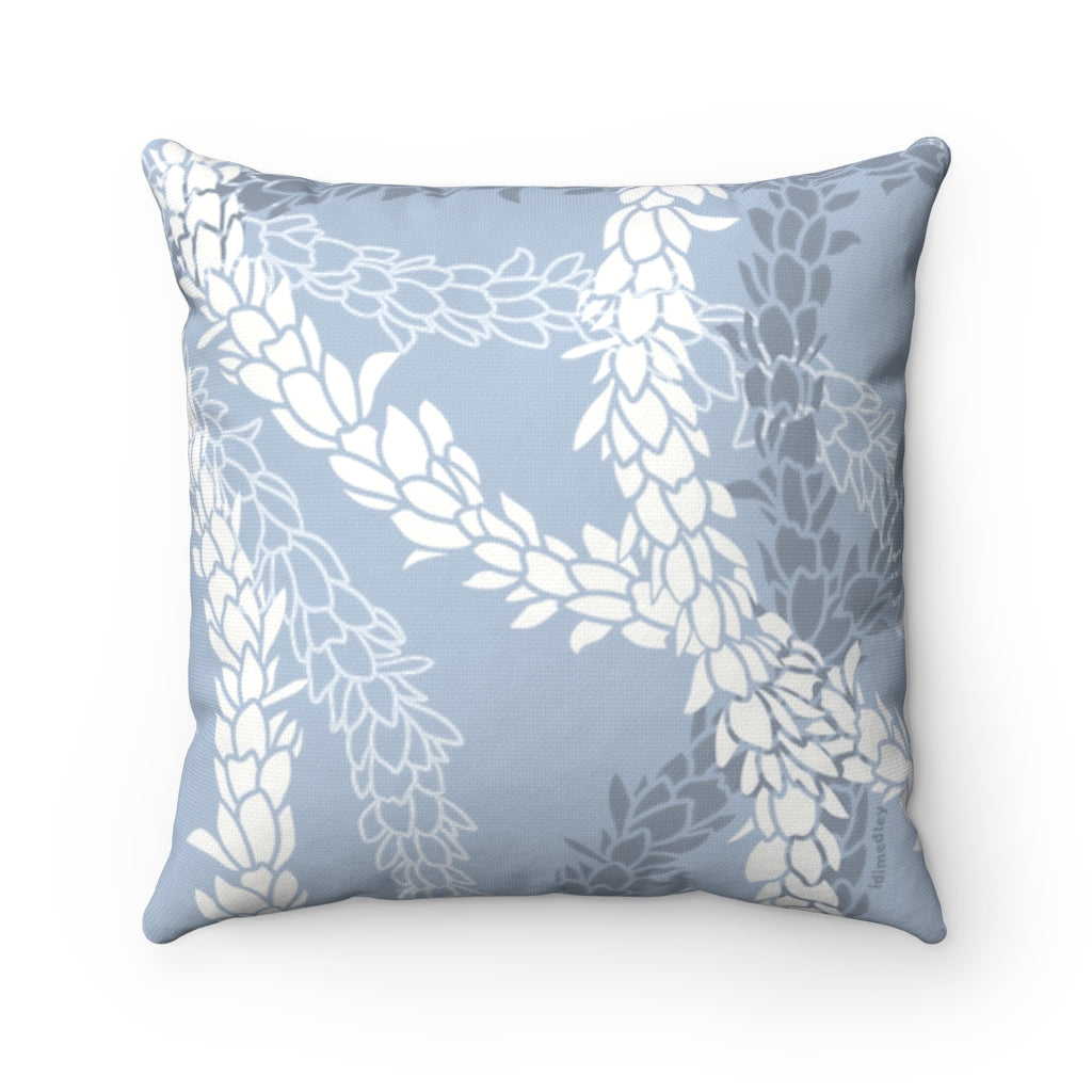 Canvas Throw Pillow Case- Pikake Wishes (Cyan Blue)