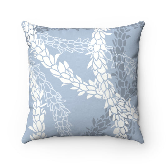 Canvas Throw Pillow Case- Pikake Wishes (Cyan Blue)
