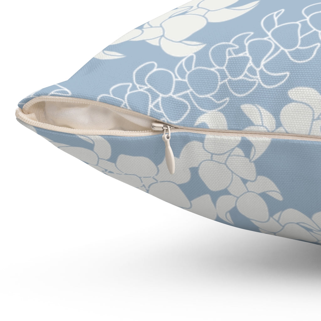 Canvas Throw Pillow Case- Puakenikeni Curvilinear Lei (Blue)