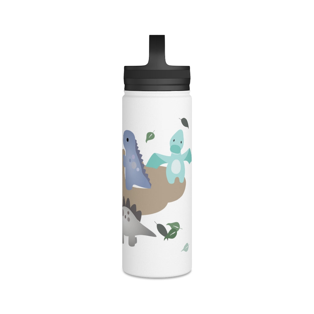 Water Bottle, 3 sizes, Stainless Steel with Handle Lid- Dinos in Paradise