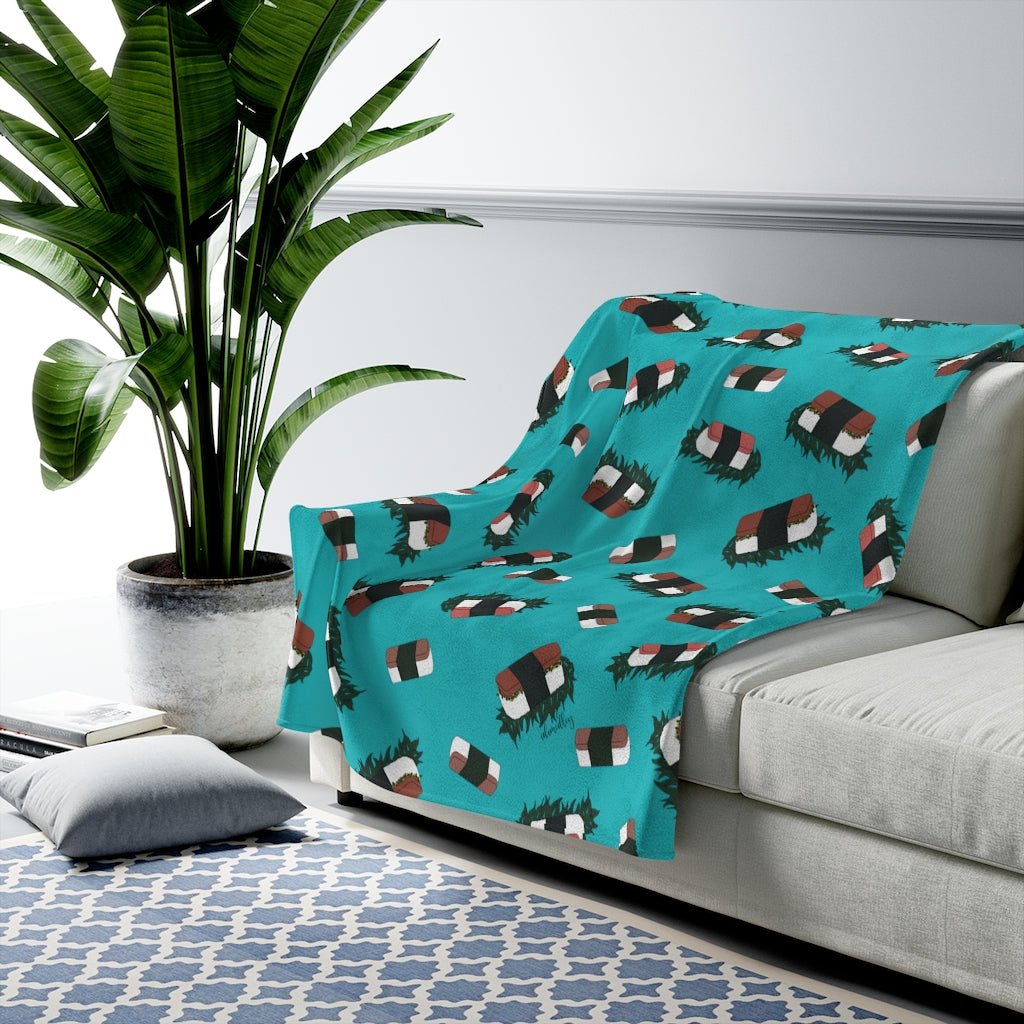 Velveteen Blanket- Hawaii Musubi (Blue Green)