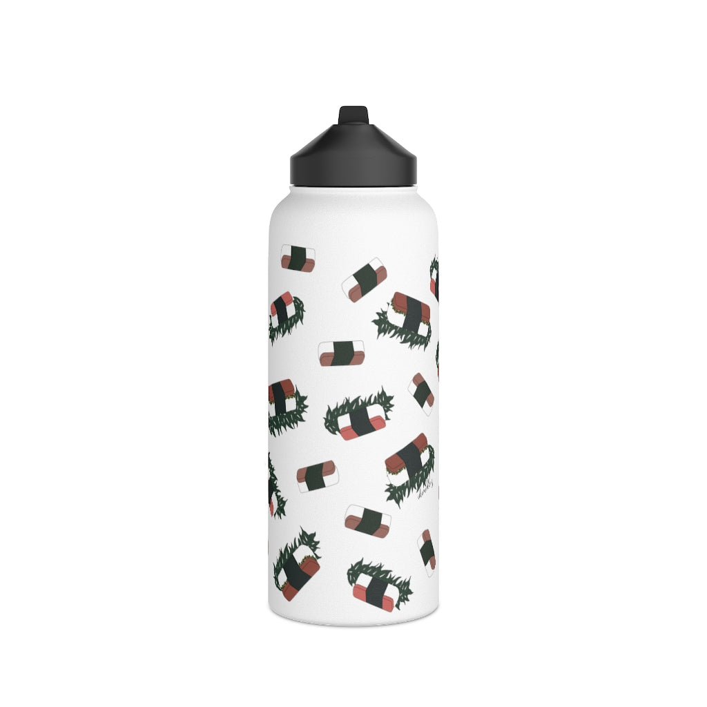 Water Bottle, 3 sizes, Stainless Steel with Sip Straw- Hawaii Musubi