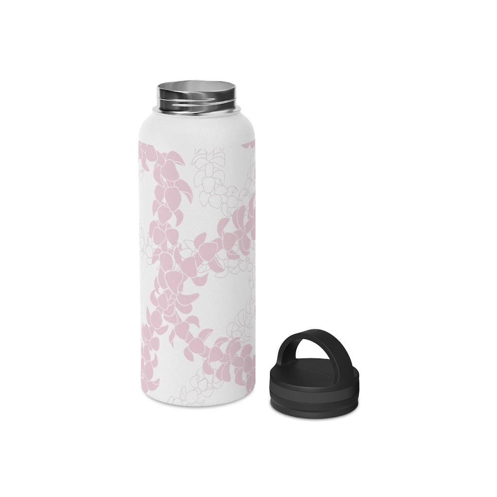Water Bottle with Handle- Puakenikeni Curvilinear Lei (Soft Pink)