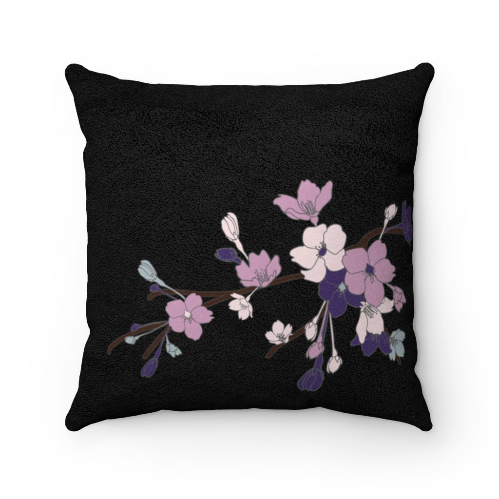 MicroSuede Throw Pillow Cover- Sakura Blooms Hoseki (Night Skies)